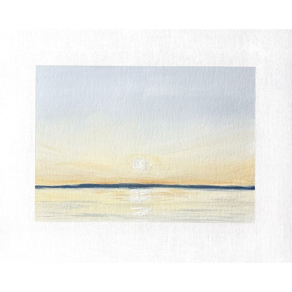 8x10 Original Oil Landscape Painting Seascape Sunset Sky Calm Coastal Art Signed